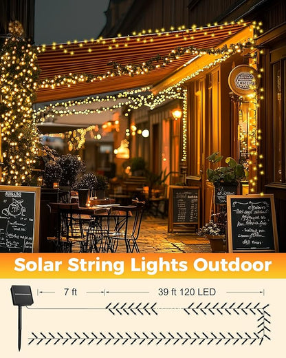 Brightown 4 Pack Solar String Lights for Outside, 184Ft 480 LED Solar Lights Outdoor Waterproof with 8 Modes, Solar Outdoor String Light for Patio Yard Tree Garden Party Decorations, Warm White