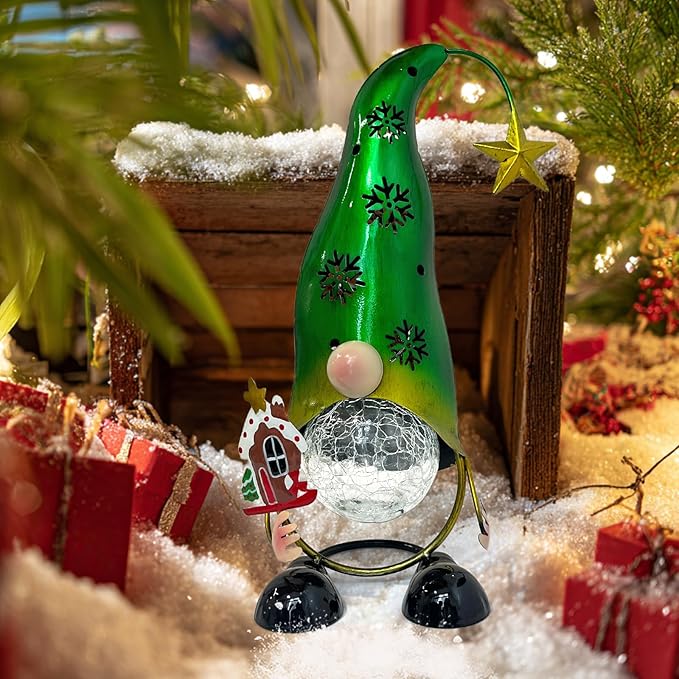 HONGLAND Christmas Gnomes Garden Decor Solar Outdoor Decorations Gnome Yard for Mom, Color Changing LED Lights with | Lumora