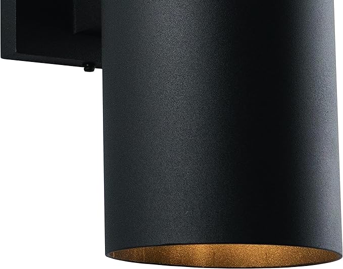 VAXCEL Chiasso Modern Outdoor Porch Light, 5" W x 14.25" H 2-Light Black Cylinder Wall Sconce, Waterproof Up and | Lumora