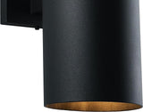 VAXCEL Chiasso Modern Outdoor Porch Light, 5" W x 14.25" H 2-Light Black Cylinder Wall Sconce, Waterproof Up and | Lumora