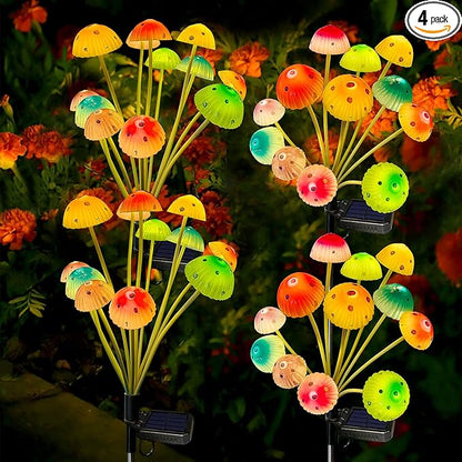 Kohlrabi Solar Garden Lights, 4 Pack Solar Mushroom Lights Outdoor, Upgraded 48LED Mushroom Light Yard Decor Outside Waterproof, Garden Decor for Lawn Front Porch Patio Backyard
