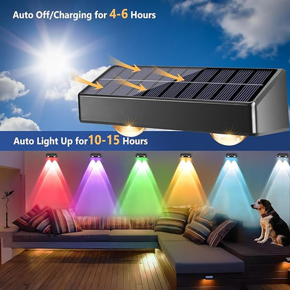 Brizled 12 Pack Solar Fence Lights Outdoor, 9 Colors, 11 Modes, Warm White/Cool White/RGB Color Changing Solar LED Wall Lights with Focused Lens, Waterproof Outdoor Lighting for Backyard Yard Railing