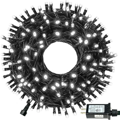 Connectable 100LED 42Ft 13Modes Christmas String Lights Indoor Outdoor | Extendable Green Wire Cool White Christmas Tree Lights with Timer | Twinkle Fairy Light Plug in for Xmas Tree(Cool White)