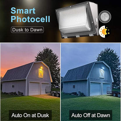 Lightdot 6Pack 250W LED Wall Pack Lights, 100-277v Dusk to Dawn Photocell | 37500Lm(150Lm/W) 5000K IP65 Outdoor Flood Lighting for Yard,Warehouse,Factory,Building,Garage, ETL(Height:20~40ft)