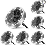 6 Pack Solar Ground Lights Outdoor, 8 LED Mini Flat Solar Disc Lights, IP65 Waterproof Pathway Lights Solar | Lumora