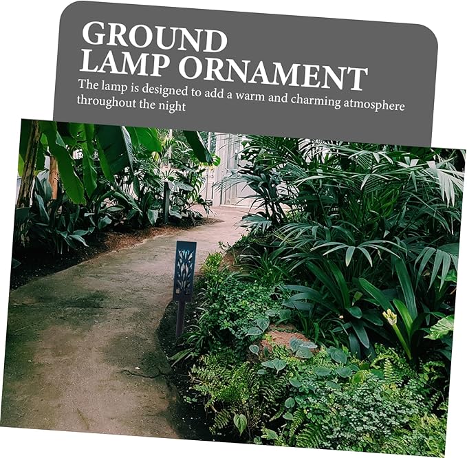 Garneck 2 Pcs Solar Lawn Lamps Hollow Out Ground Inserted LED Garden Decorative Lights Energy Saving Outdoor Solar Powered Pathway Lighting Durable Easy Installation
