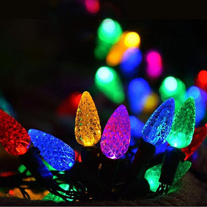 C6 Christmas Lights String Multicolor Outdoor 50 LED Strawberry Xmas Tree Indoor Waterproof Decoration Plug in 18 Feet Used for Patio Party Festive Courtyard Home(Multicolor)