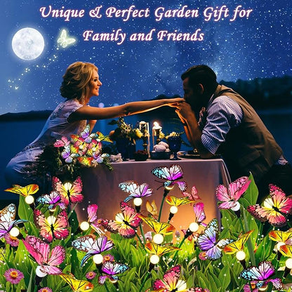 KBG Solar Garden Lights - Outdoor Waterproof Butterfly Lights, High Flexibility Iron Wire & Larger Solar Panel for Yard Patio Pathway Decoration (2-Pack Warm White)