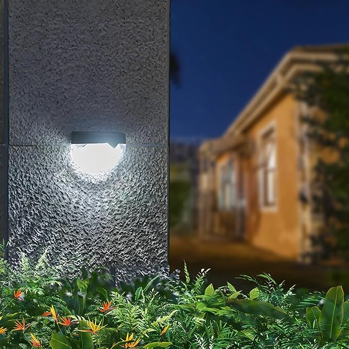 Solar Fence Lights for Yard Patio Deck Steps Fence Post, 8 Pack Semi-Circle Design, Waterproof Abs Outdoor Garden Wall Lights, Solar Powered Landscape Lighting, Decorative Path Lights