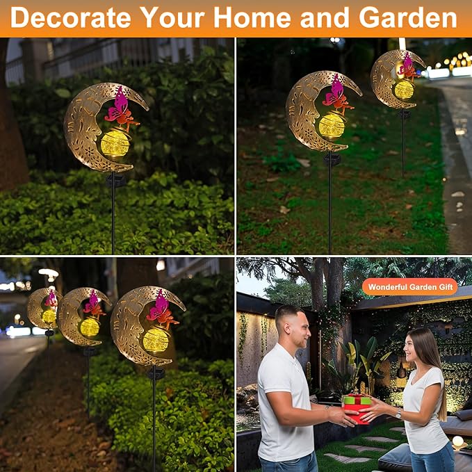 Hunayda Garden Solar Lights Decor,Moon Fairy Pathway Outdoor Stake Lights,Landscape Lights for Yard,Thanksgiving Day,Christmas Day Gift
