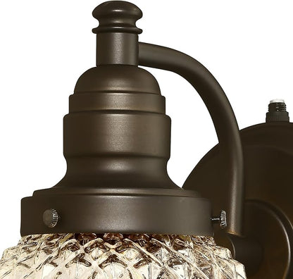 Westinghouse 6313700 Eddystone One-Light Outdoor Wall Fixture with Dusk to Dawn Sensor, Oil Rubbed Bronze Finish with Clear Diamond Cut Glass