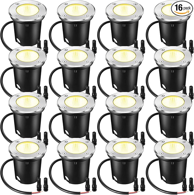 Yahenda 16 Pcs 3W LED Well Lights Low Voltage Outdoor Landscape In Ground Waterproof Outdoor 12V-24V Landscape | Lumora
