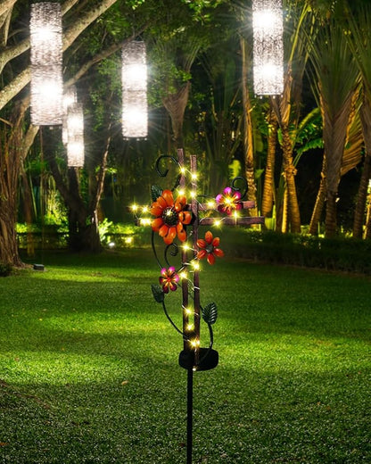 Putuo Decor Cross Outdoor Solar Garden Lights Decorative Metal Cross Garden Stake Light with LED Lights Waterproof for Yard Garden Pathway Remembrance Gifts, L087SN-0004383