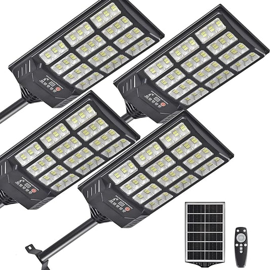 Solar Lights Outdoor Waterproof, 6500K Dusk to Dawn Solar Street Light Motion Sensor with Remote Control, LED Security Lights for Outside Garden Yard Parking Lot, Outdoor Flood Lights