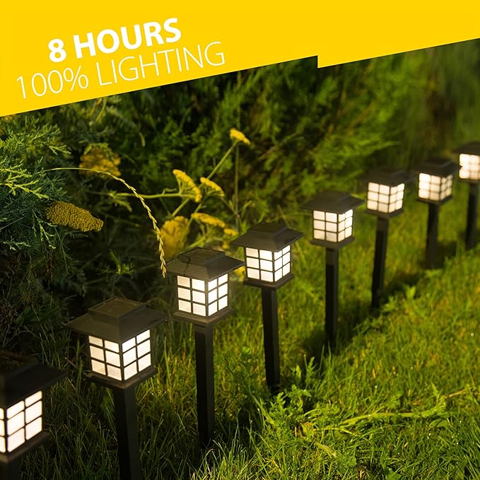 ZONETECH Outdoor Solar Powered Light – LED Twelve Pack Bright Premium Quality Rain-Proof Walkway Path Patio Yard Lawn Garden Lamp (12 Pieces)