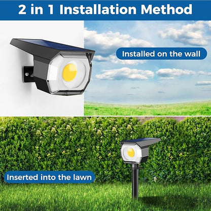 Peasur 1 Pack Solar Spot Lights Outdoor, Solar Spotlights Outdoor Waterproof 2-in-1 Auto On/Off Landscape Lighting for Outside Yard Garden (Warm White)