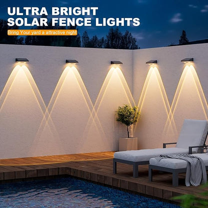 NIORSUN Solar Fence Lights,16 Pack Deck Light,Led Lights Warm White Outdoor Wall Lights,IP45 Solar Powered Light Waterproof for Backyard/Pool/Railing/Patio/Porch/Step/Outside/Garden (Black)
