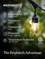 Brightech Ambience Pro – Solar Power Remote Control Outdoor String Lights with Edison Bulbs – Shatterproof | Lumora