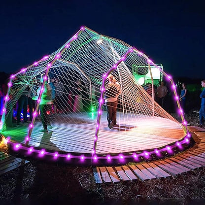 JMEXSUSS 2 * 200 LED Pink Solar Rope Lights, 66ft IP 65 Waterproof Solar String Light Outdoor, 8 Modes Christmas Lights for Camp Trampoline Ladder Slide Tent