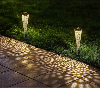 Mezone Solar Pathway Lights 2 Pack,Solar Powered LED Low Voltage Landscape Path Lights Garden Stake Lights Outdoor Dcorative Solar Lights In-Ground LED Light