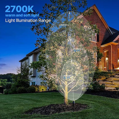 GOODSMANN Low Voltage Landscape Spotlights 5W LED Outdoor Floodlights 2700K Warm White Replaceable LED Outside Hardwired Lighting with Metal Stake Cable Connector Replaceable