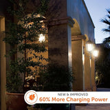 Gama Sonic Solar Outdoor Wall Light, Royal Bulb Exterior Sconce Lamp, Black Cast Aluminum, Clear Beveled Glass | Lumora