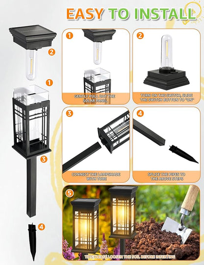 8 Pack Solar Lights Outdoor Waterproof - Solar Powered Outdoor Lights for Patio Yard Pathway Walkway Lawn Garden Decor Landscape Lighting Solar Lights Outdoor