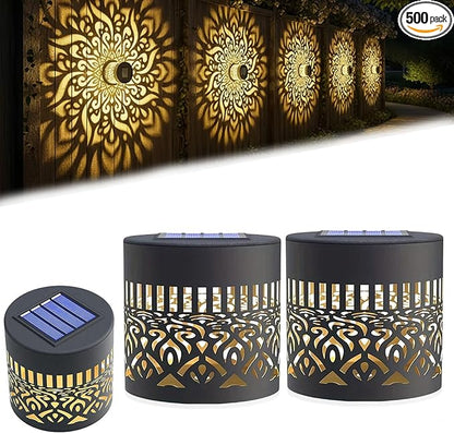 2026 New Decorative Solar Mandala Lights Outdoor Garden - Metal Waterproof Pathway Lights Solar Powered, Shadow Projection Landscape Lighting for Backyard, Patio, Walkway, Lawn, Porch Decor (2pcs)