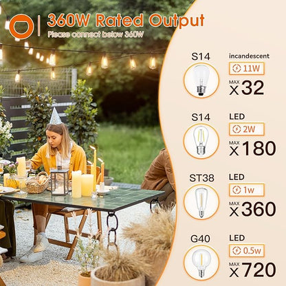 addlon Dimmer with 150 FT (3x50FT) Outdoor String Lights