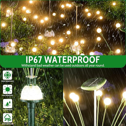 AOSEA HIGH Power Solar Garden Lights Outdoor, 2 Pack 18 LED Solar Firefly Lights Fairy Swaying by Wind for Outside, IP67 Waterproof, for Patio Garden Yard Walkway Sidewalk, Green