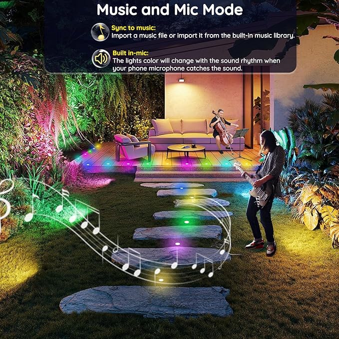 LED Deck Lights Kit, 30 Pack 1.77" Smart RGBW+IC Outdoor Lights | Low Voltage Recessed Deck & Step Lights | IP67 | Lumora
