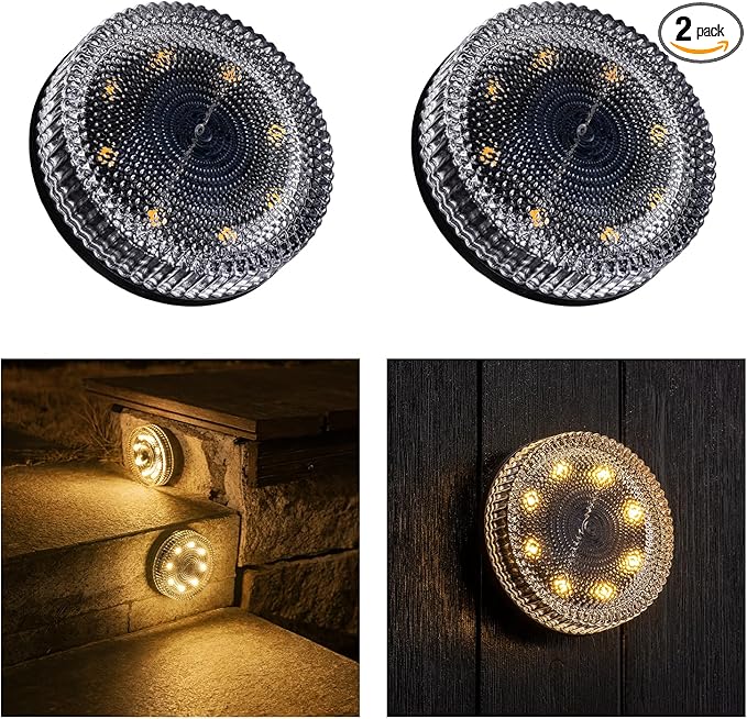 Glass Solar Step Lights with Bubble Style, Modular-Design Waterproof Outdoor Fence Lights for Stairs Step Yard | Lumora