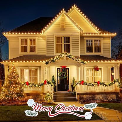 C9 Christmas String Lights Outdoor 100ft Vintage Christmas Tree Lights for Indoor Outdoor Roofline Patio Room Holiday Party Backyard Xmas Decoration, Black Wire, 100+4 Bulbs, Not Connectable