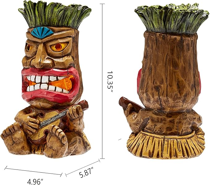 Solar Tiki Statue Outdoor Decor-Garden Guitar Tiki Statues-Tiki Bar Decorations for Outdoor Patio Yard Lawn Balcony | Lumora