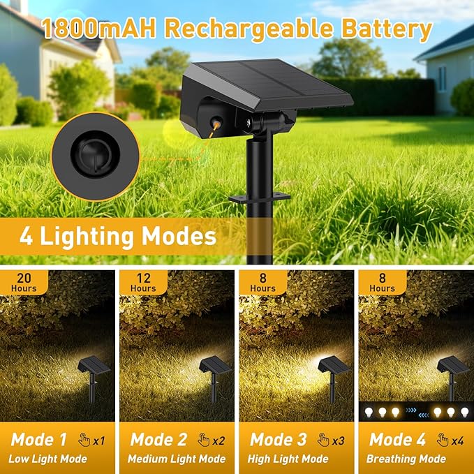 Solar Spot Lights Outdoor Waterproof IP65, [8 Pack/100 LED/4 Modes] Solar Landscape Spotlights, Auto On/Off High | Lumora
