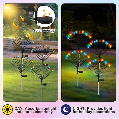 4 Pcs St Patricks Day Outdoor Decorations Solar Lights Waterproof Green 48 LED Swaying Pathway Firefly Stake Lights for Outside Yard Garden Lawn Decorations(Multicolor,Pine Cone)