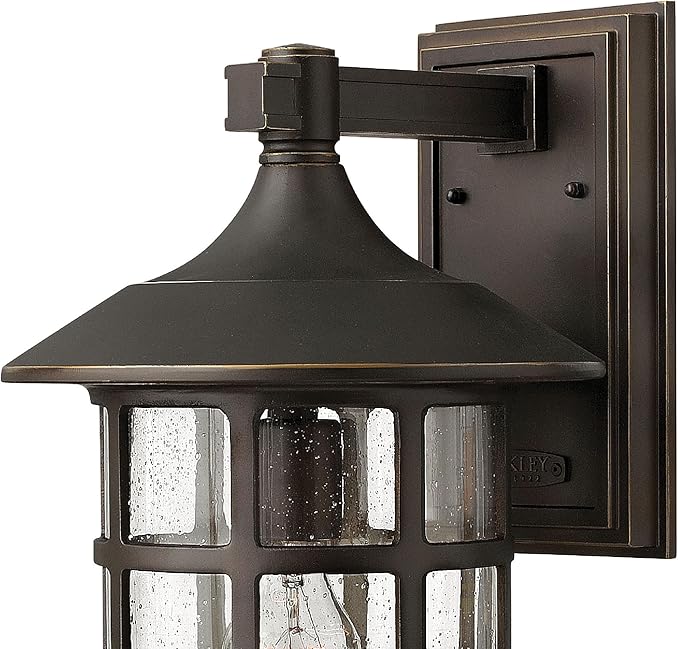 Hinkley Freeport 10" Wall Mount Outdoor Lantern - Aluminum, New England Design, Clear Seedy Glass - Oil Rubbed Bronze Finish
