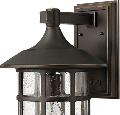 Hinkley Freeport 10" Wall Mount Outdoor Lantern - Aluminum, New England Design, Clear Seedy Glass - Oil Rubbed Bronze Finish
