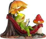 Leekung Solar Frog Garden Decor,Frog Statue with Solar Light for Outdoor Decorations,Reading Frog Figurine Garden | Lumora