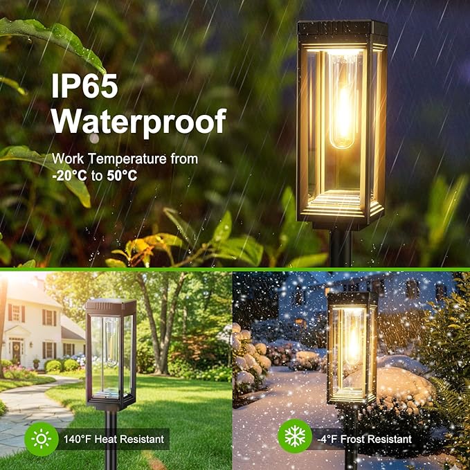 WdtPro 6 Pack Upgraded Solar Pathway Lights Outdoor, Solar Lights Waterproof, Auto On/Off, 15+ Hours Runtime, Lighting for Garden Outside Yard Driveway Landscape Path Patio, Warm White