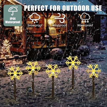 Christmas Solar Pathway Lights, Solar Snowflake Lights with Stake Landscape Outdoor Waterproof Christmas Decorations for Garden Yard Lawn Patio Walkway, 5 Pack