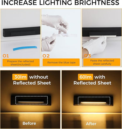 CLOUDY BAY [12 Pack] 3 Color Low Voltage 12-24V LED Step Lights Outdoor,2.5W Landscape Cutoff Stair Riser Light,Deck Step Lights Exterior Accent Lighting Fixtures,Wet Location,Black