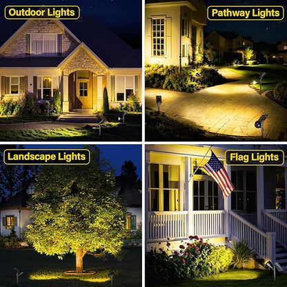 ROSHWEY Outdoor Solar Lights, 600LM Solar Garden Lights Waterproof Solar Spot Lights for Yard Backyard Patio Pond Garage (Warm White, 4Pack)