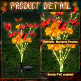Riakrum 12 Pack Dia De Los Muertos Outdoor Decorations, Solar Marigold Lights with Monarch Butterflies Garden | Lumora