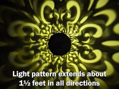 EX ELECTRONIX EXPRESS 6 Pack Solar Charging Decorative Walkway Patio Lawn Lights - Warm Yellow Subtle Pattern Lighting - Automatic On at Dusk and Off at Sunrise - Weatherproof Black Plastic
