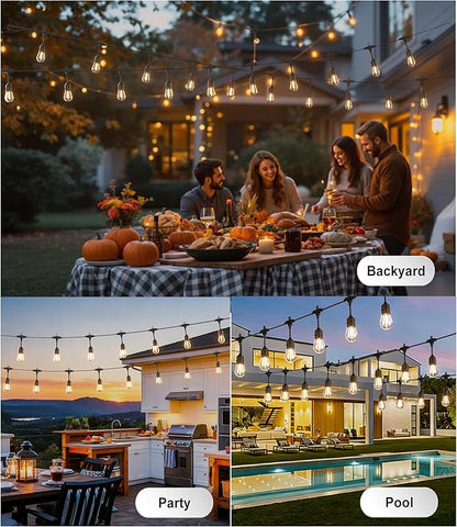 DAMAING LED Outdoor String Lights 150FT,Shatterproof IP65 2 Pack x 75Ft Patio Lights for Heavy Duty Hanging Lights Waterproof,Outdoor Edison String Lights for Outside House Backyard,Porch,Yard