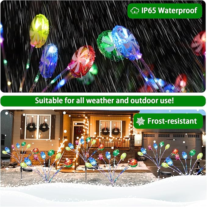 NINIPAPA Solar Garden Lights Outdoor Pathway Lights, 2 Pack Outside Valentines Day Holiday Solar Candy Lollipop | Lumora