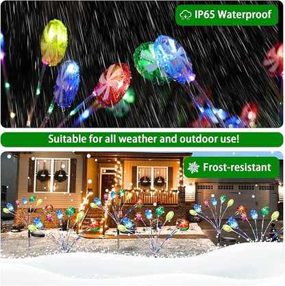 NINIPAPA Solar Garden Lights Outdoor Pathway Lights, 2 Pack Outside Valentines Day Holiday Solar Candy Lollipop Swaying and Waterproof Colorful Light for Yard Decor, Unique Mother's Day Birthday Gift