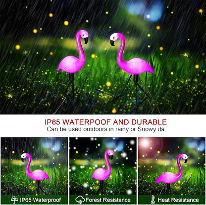 Mudder 3 Pieces Flamingo Solar Lights Outdoor, Pink Flamingo Solar Lights Outdoor Waterproof Lawn Garden Ornaments Yard Stake Garden Decor for Pathway, Patio, Lawn, Birthday