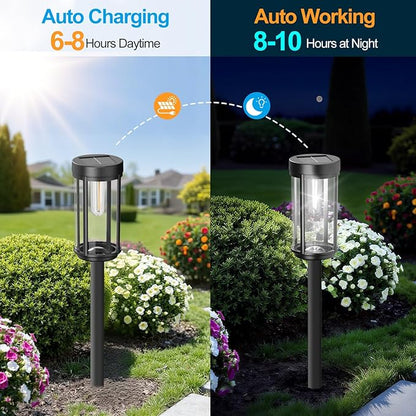 8 Pack Solar Lights Outdoor Waterproof for Garden Walkway Pathway Lawn Yard Decorative Modern Landscape Lighting. (Cool White Light, 8)